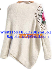 China Crochet,Women Long Sleeve Mint Pink Pullover Crochet Hollow Knitwear O-neck Jacquard Sweat supplier