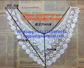 China Beige Cotton Crochet Venise Lace Collar Gorgeous Flower Motif Neckline Bib Collar Garment supplier