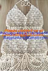 China Celebrity Style Women Cotton Crochet Floral V-Neck Halter Bikini Tank Tops Summer Beach Sm supplier