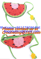 China Women Knitted Lolita Messenger Bags Watermelon Mini Bag Beach Handmade Crochet Shoulder Ba supplier