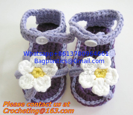 China Crochet newborn baby girl summer shoes baby moccasins hand knitted baby sandals crochel supplier