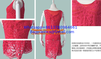 China clothing summer Hollow out belt sexy knitted crover up crochet beach dress robe femme sund supplier