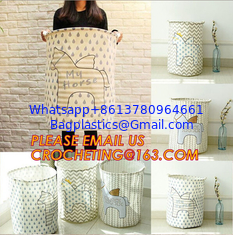 China canvas fabric collapsible laundry bag or basket with cotton handles folding laundry basket with handle supplier