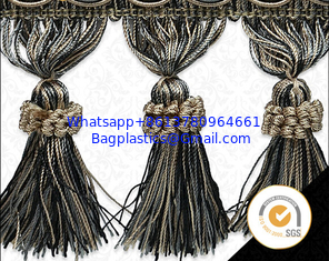 China By the Yard-4&quot; Taupe Mix Tassel Fringe Trim Fabric Fringe for Lampshade Lamp Costume Pillow Curtains Home Decor supplier