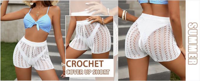 Womens Crochet Cover Up Shorts Hollow Out High Waist Knit Bathing Suit Bikini Swimsuit Hollow Strap Halter Neck Handmade Knitted Crochet Swimsuit Crochet Bikini Bra Set Crochet Bikini