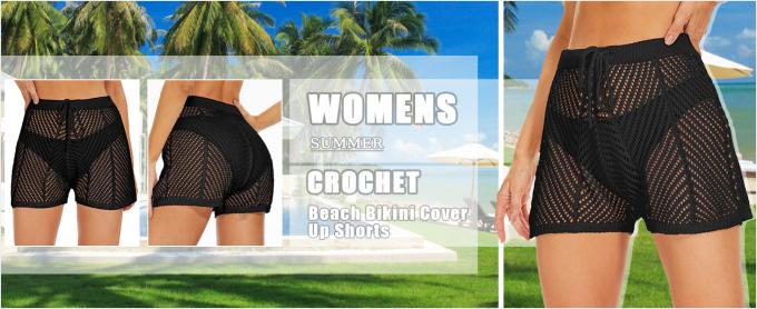 Womens Crochet Cover Up Shorts Hollow Out High Waist Knit Bathing Suit Bikini Swimsuit Hollow Strap Halter Neck Handmade Knitted Crochet Swimsuit Crochet Bikini Bra Set Crochet Bikini