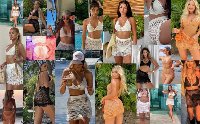 Women'S Floral Embroidery Halter Padded Bikini Set Cut Out Boho Bathing Suit Swimsuit Women's Summer 2 Piece Swimsuit Bikini Beach Swimwear Cover Up Set