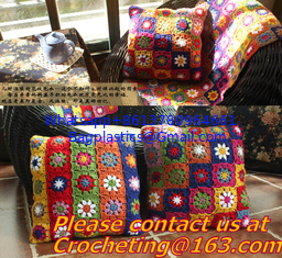 China Handmade crocheted blanket handmade carpet yarn crochet decoration color block flower blanket supplier