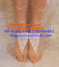 China Crochet Barefoot sandals,Ivory Barefoot Sandles, Footless sandles Foot jewelry Anklet supplier
