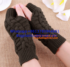 China fashion Cute Faux Rabbit Fur Hand Winter Warmer Knitted Fingerless Gloves Mitten 10 colors supplier