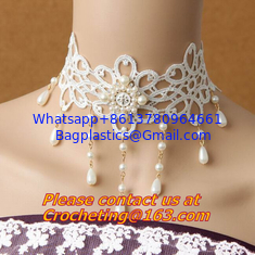China Wedding Classic Women White Lace beading Pearl Choker Necklace jewelry Accessories Collar supplier
