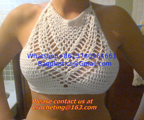 China Women Vintage Crochet Crop Top Halter Cropped Summer Camisole Camis Sexy Hollow Out Strapp supplier