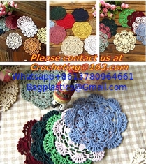 China Household Handmade Flower Crochet Doilies, Round Cup Mat Pad, Coaster Placemats, doily supplier