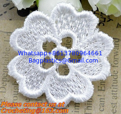 China white flower Embroidery Lace patch motif applique trim headband hair bow garment clothing supplier