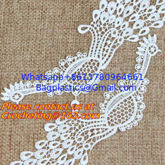 China White Fabric Venice Floral Flower Motif Lace Trim Sew Applique Craft DIY supplier
