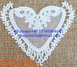 China White Black Fabric Heart Lace Flower Floral Motif Sewing Trim Applique supplier