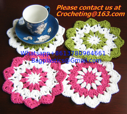 China Hand made 6.3 inch crochet sunflower doily - coaster set of 4 - diameter : 16 cm - crochet supplier