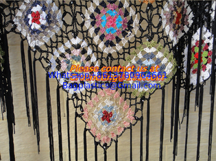 China Black Evening Triangle Shawls Wraps with Tassel in Granny Square Pattern supplier