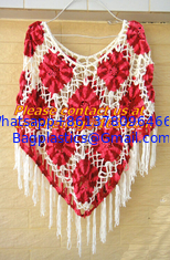 China Fringe Crochet Shawl Wrap Poncho Women Pashmina Fur Designer Handmade Crocheted Multiwear supplier