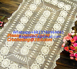 China Rectangular coffee table linen table cloth table, Corcheted Lace Table linen, Tablecloth supplier