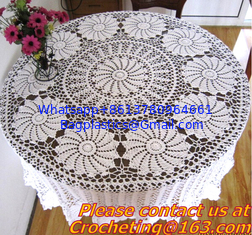 China Round Hand Crochet table clothing - table cover - white , for wedding and banquet supplier