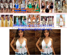 China European style deep V-neck halter top ladies short paragraph bottoming openwork crochet to supplier