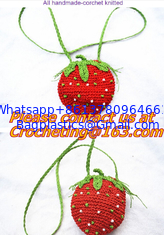 China Women Beading Lolita Messenger Bags Cute Strawberry Mini Bag Handmade Crochet Shoulder Bag supplier