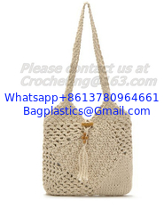 China vintage women crochet knit shoulder bag soft woven bag, Crochet Fringed Messenger Bags supplier