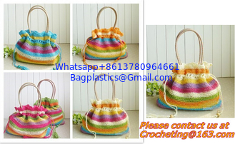 China handmade crochet bag handbag crochet beads straw bag sweet bag for women messenger bags supplier