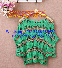 China Women Hand Crocheted Batwing Sleeve Sweater, Cover up, pull over, Garment with hat, appare supplier
