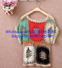 China Crocheted pull over tops sexy for women summer shirt hollow out beach clothes biniki cover supplier