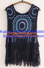 China Mori Gilet Women Navy Blue Beige Fringe Crochet Vest Femme Knitted Hollow Out Spring Summe supplier