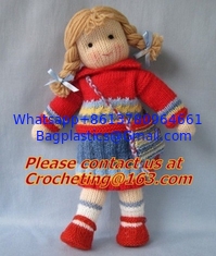 China Custom kitted toys, knitting girl, 100% cotton yarn custom toys， Cheap custom plush toys supplier