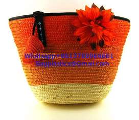 China summer fashion flower women handbag color stripes straw shoulder bag beach handbags new supplier