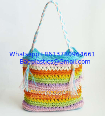 China Hot fashion Simple hollow beach bags women straw bag vintage knitted big tote bags shoulde supplier