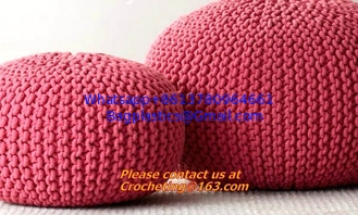 China hand made crochet floor pouffe crochet knit hassock crochet knit Ottoman Floor Cushion supplier