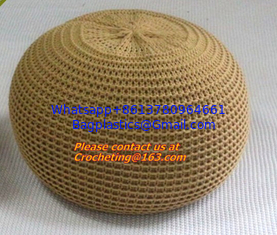 China hand made orange, white, black, color crochet knit pouf crochet knit Ottoman Floor Cushion supplier