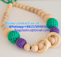 China crochet necklace, New Chunky crochet necklace, Mint blue and cream nursing necklace supplier