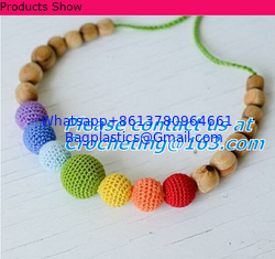 China Ivory Nursing Necklace Crochet Bead Breastfeed Necklace Beige Wood Breastfeeding Crochet F supplier