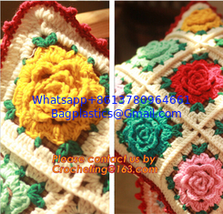 China Handmade 100% Cotton Dimensional Flower Crochet Pillow Cushion Cover Decorative Cushion We supplier