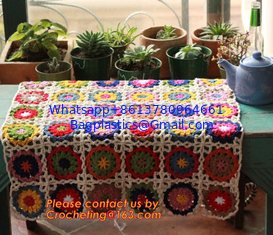 China 80*60 cm Bohemia Handmade crochet hook Daisy striped blanket, flower crochet knitted blank supplier