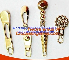 China One side Embossed 3D logo, one side engraved logo gold tone garment/apparel metal zipper pull made in china supplier
