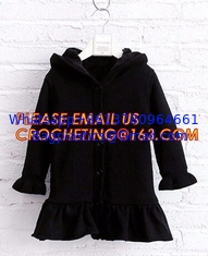 China Superior quality kid sweater cute hooded girls thick dress coat, Commercial 100% cotton knitted kids long girls pullover supplier