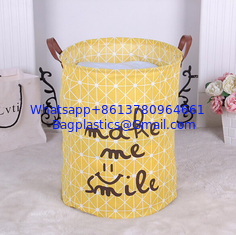 China canvas folding printed yellow laundry basket round folding eco-friendly round folding, laundry basket,canvas folding lau supplier