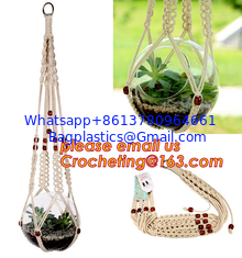 China Wholesale 1pcs Macrame Plant Hanger Heavy Duty Patio Balcony Deck Ceiling For Round Square Containers Pots Indoor Decora supplier