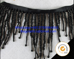 China Wholesale Black Bead Fringes Trim Beaded Trimming Embroidery Applique Trimming supplier