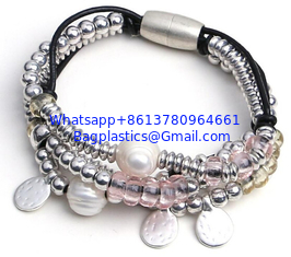 China jewelry bracelet multi rows black real leather bio magnetic bracelet men, health magnetic jewelry men bracelet magnetic supplier