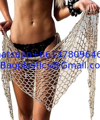 China Swimwear Cover Up, Fashion Beach Hand Crochet Shawl Capelet Cover Up Sunscreen Net Triangle Fishnet Skirt Knitted Texture One-piece Short Beach Overskirt Swimsuit Cover Ups Vacation supplier