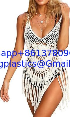 China One-Piece Short Hand Crochet Shawl Swimsuit Cover Ups Fashion Accessories Swimsuit Beach Swimsuit Cover Up Women Crochet Bikini Coverups Summer Pool Swimwear Tassel Dress supplier