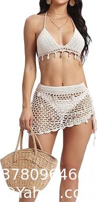 China Women's Bikini Sets Shell Halter Triangle Crochet Cheeky Summer Beach Swimsuit Hand Crochet Shawl Hollow Strap Halter Neck Handmade Knitted Crochet Swimsuit Crochet Bikini Bra Set Crochet Bikini supplier